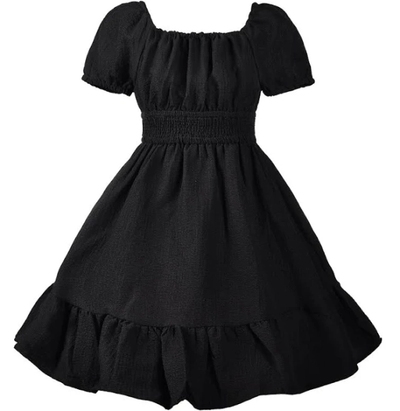 Girls Off Shoulder Ruffled Hem Dress