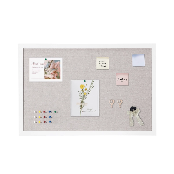 VEVOR 30"x20" White Cork Board with Linen Surface Wall-Mounted Bulletin Board