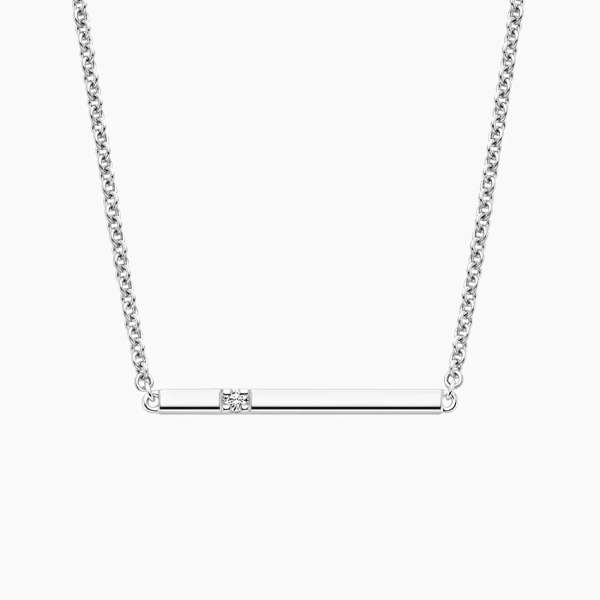 Diamond Bar Pendant in Silver