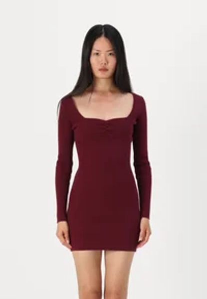 EMEA PINCH BUST TIE BACK SWEATER DRESS - Abito in maglia - maroon banner