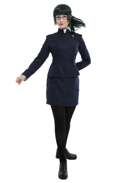 Jujitsu Fight Zenin Maki Cosplay Costume Uniform Coat Skirts Shirt Outfits with Stockings