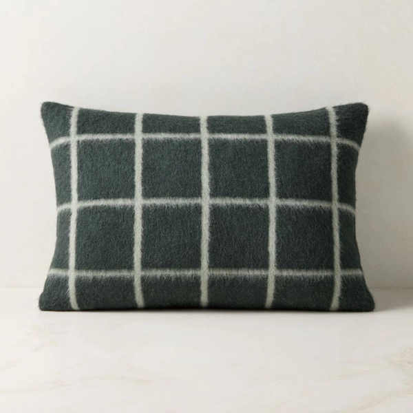 Umi Smoked Green and Cool Grey Alpaca Wool Throw Pillow Cover 22"x15" by Blacksaw