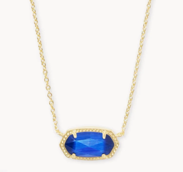 Elisa Gold Pendant Necklace in Cobalt Cat's Eye