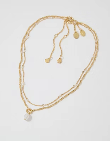Aerie Twist Chain Pearl Necklace