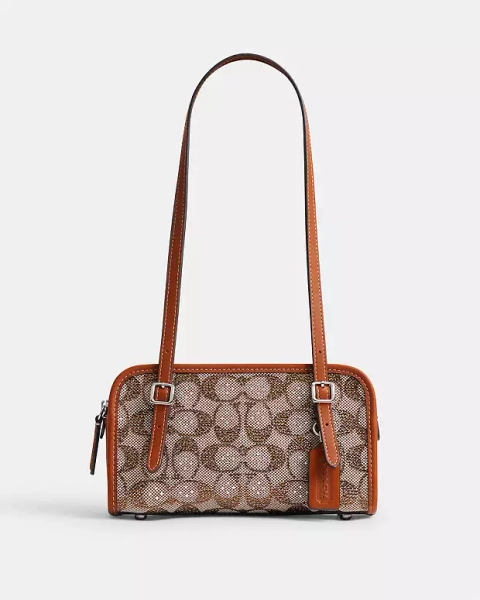 Silver/Burnished Amber Swing Zip Bag 20 In Crystal Signature Jacquard