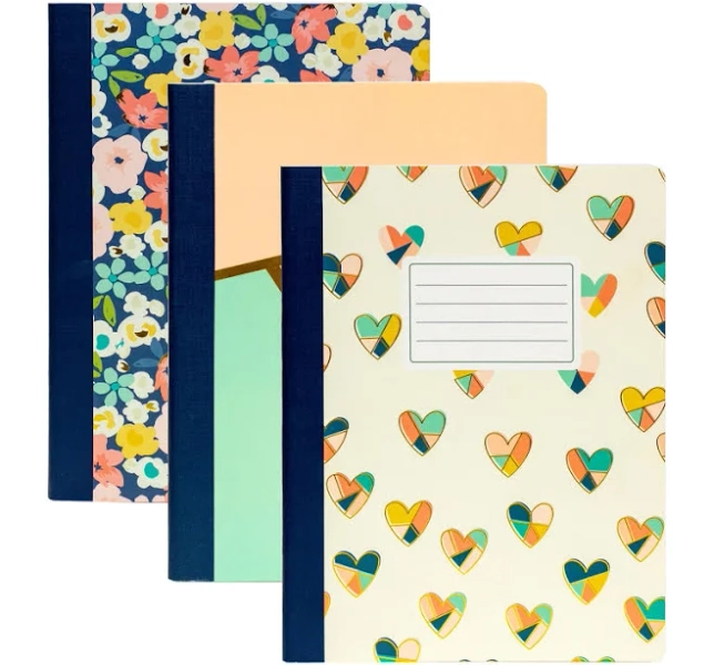 Carpe Diem Composition Books Floral Love - Single Navy Floral