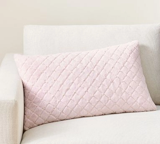 LoveShackFancy Faux Fur Pearl Lumbar Pillow
