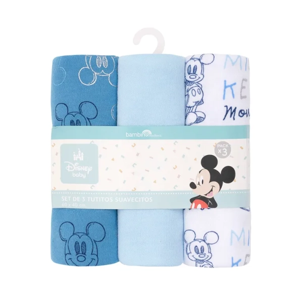 Set 3 Tutitos Suavecitos Azul Carita Mickey Niño