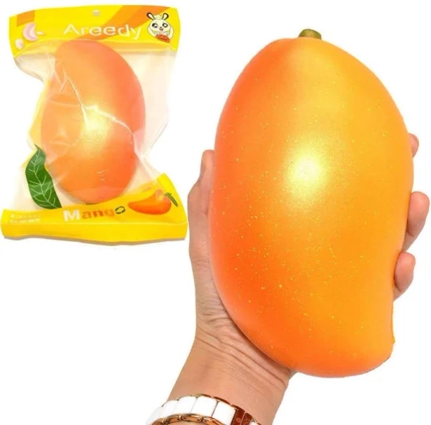 Areedy Squishy Fruit - Gold Mango, Colossal, Slow Rising, Scented, Small, Polyurethane (PU)