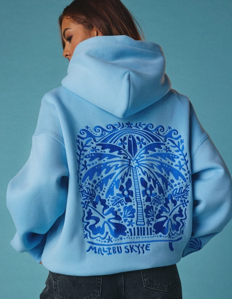 MALIBU SKYYE Coastal Womens Hoodie - LIGHT BLUE