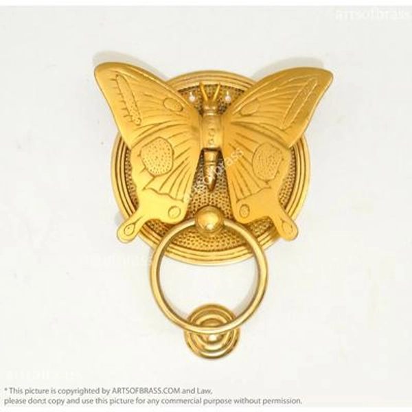 "6.37\" inches VINTAGE BUTTERFLY Door Knocker Detailed Solid Brass Bright GOLD Finishing"