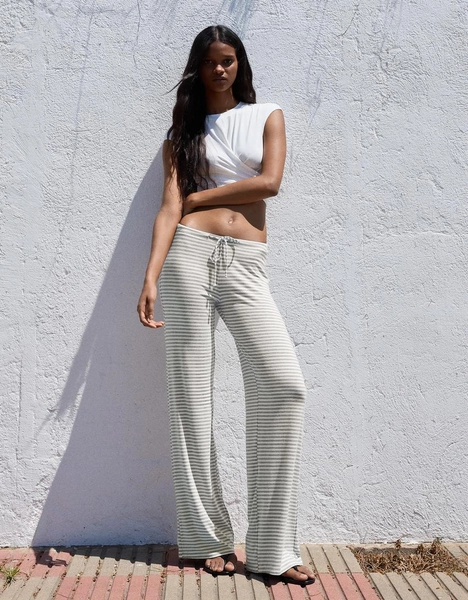 Pantalon straight fit à rayures
