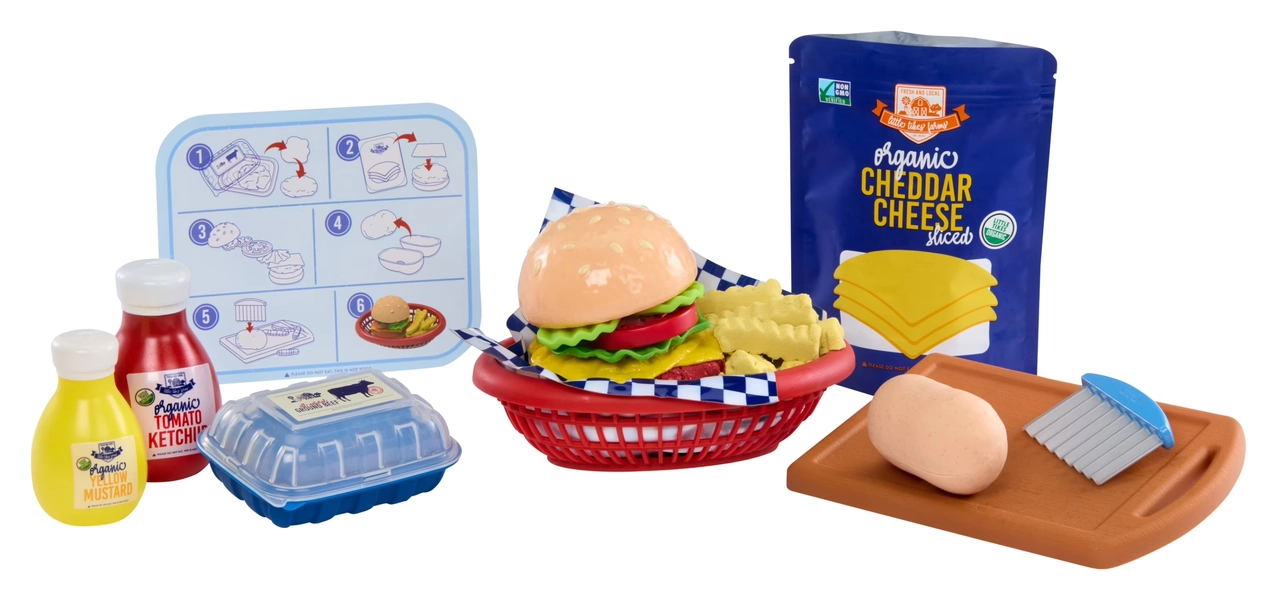 Little Tikes Creative Chefs Cheeseburger and Fries Kit, with Make-It Mix Play Sand, Ages 3+