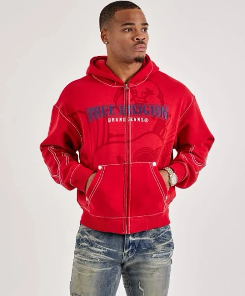 True Religion Men's Buddha Big T Zip Hoodie