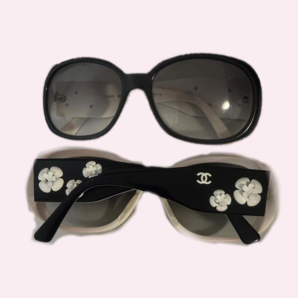 Vintage Chanel black and white sunglasses with...