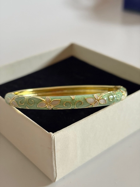 green and white enamel bangle