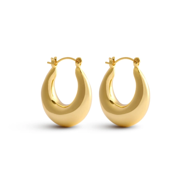 Chunky Hoop Earrings 14k Gold Plated Earrings Hypoallergenic Hoops - Moboduc Custom Jewelry