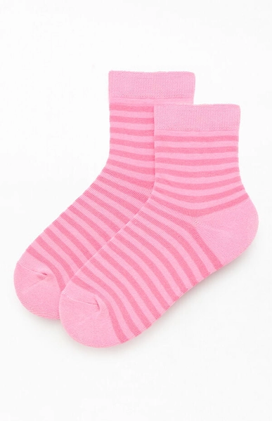 Pink Striped Ankle Socks