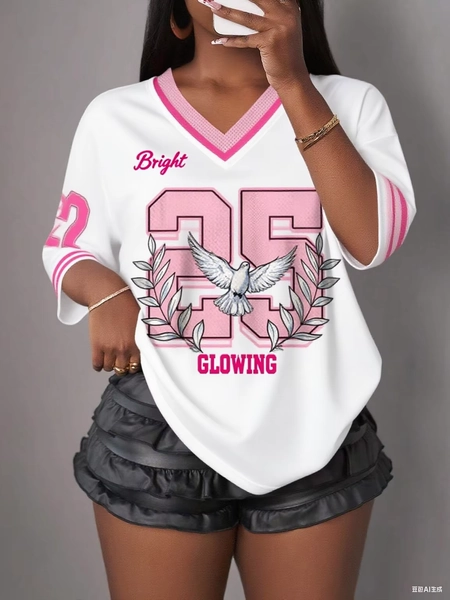 2026 New Summer Girls Women's Casual Sports Style Los Angeles Print Short Sleeve V-Neck Women's Children Men's T-shirt Tops - AliExpress 1501