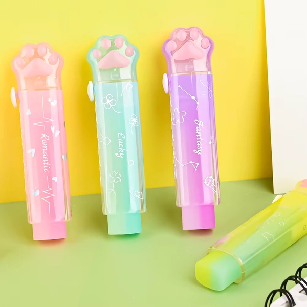 1pcs Jelly Color Paw Eraser Super Cute Correction Push Type Rubber for Pencil Cleaning School Student Gift F7365 - AliExpress 21