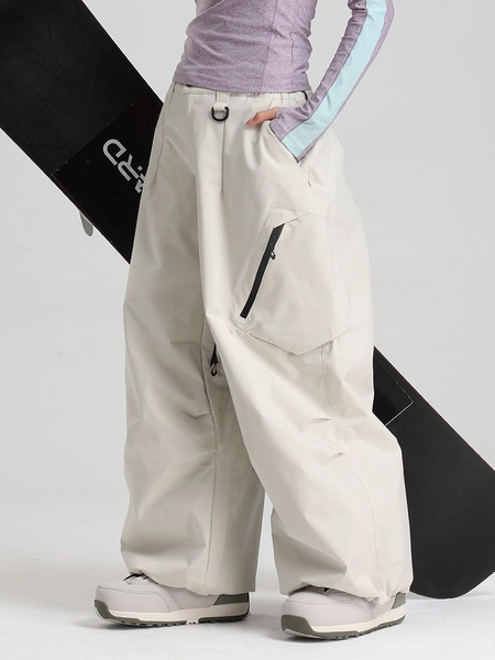 Women's Gsou Snow Durable Urban Vibe All Function Baggy Snow Pants - Off White / XL