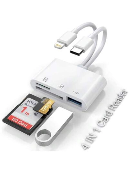 1pc SD Card Reader 2-In-1 USB Adapter, SD/TF Card Viewer With USB 3.0 Memory Card Reader Suitable For /IPad/ 15 Pro Max/15 Pro/15 Plus/15/14/13/12/11/XS/XR/8/7/6, Series, Plug And Play