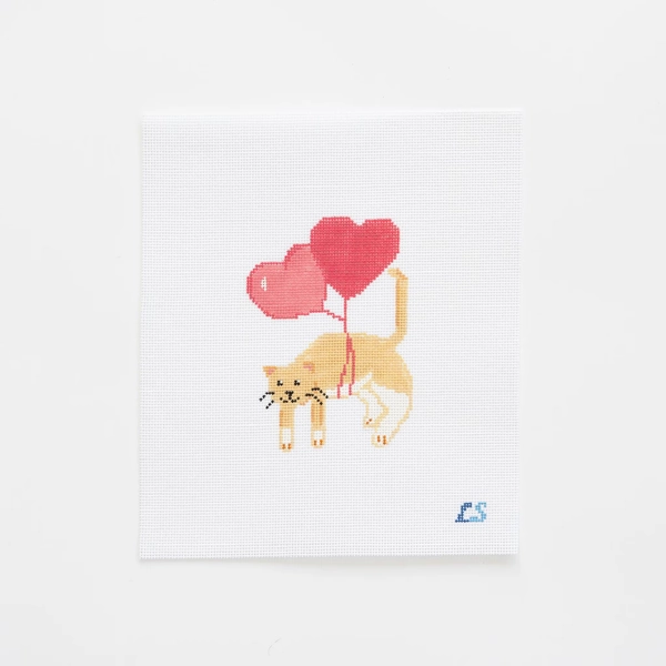 Love is in the Air Kitty Needlepoint Canvas