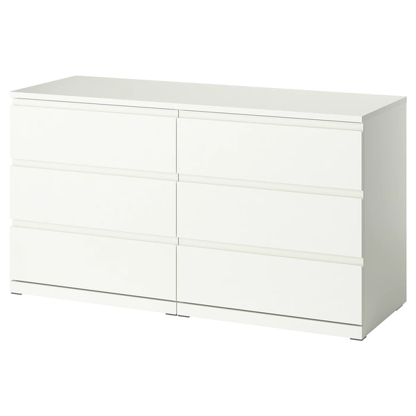 STORKLINTA 6-drawer dresser - white/anchor/unlock function 55 1/8x18 7/8x29 1/2 "