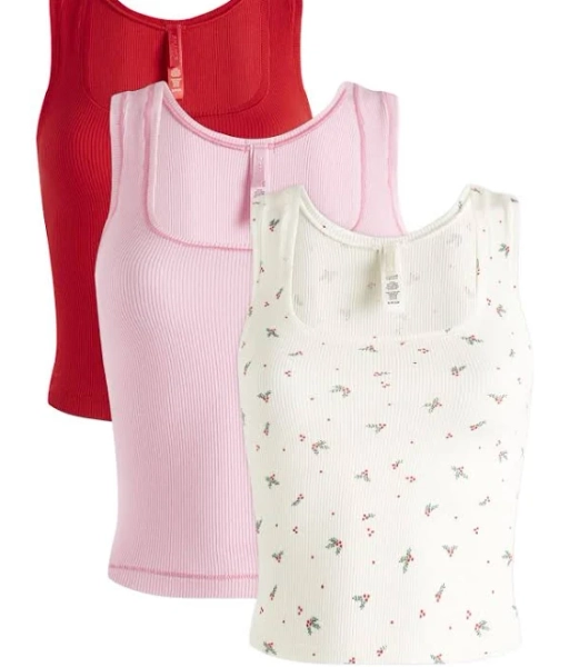Skims Cotton Rib Tank 3-pack - Marble Holly Multi