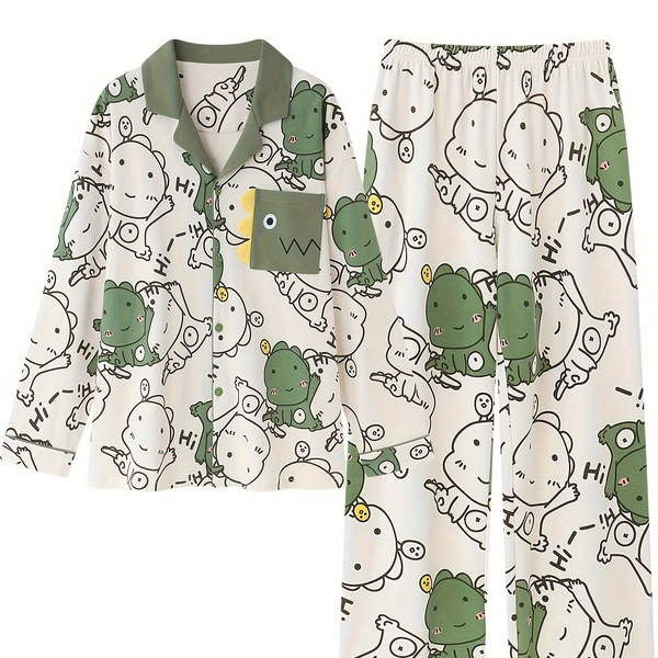 "Ogilvy & Mather brand+30% off price comparison" Spring and autumn new pajamas Men's long-sleeved trousers 2024 new cartoon boys' thin home out home service suit