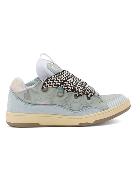 Lanvin Leather Curb Sneakers - Pale Blue - Size 11