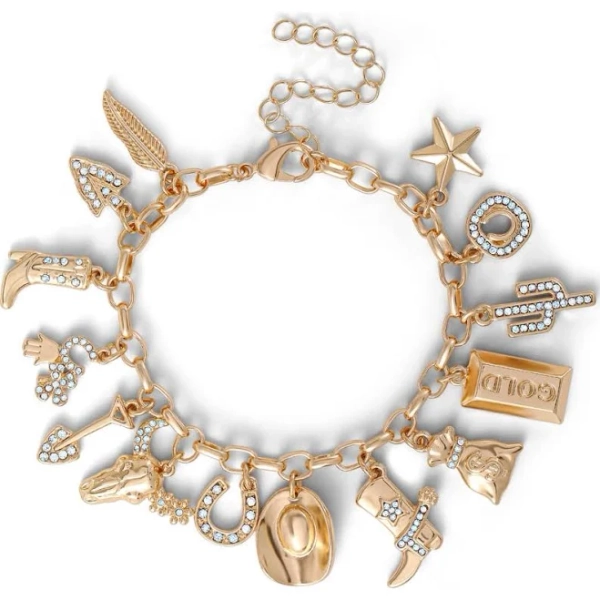 Jessica Simpson Women's 20th Anniversary Mixed Charm Toggle Bracelet