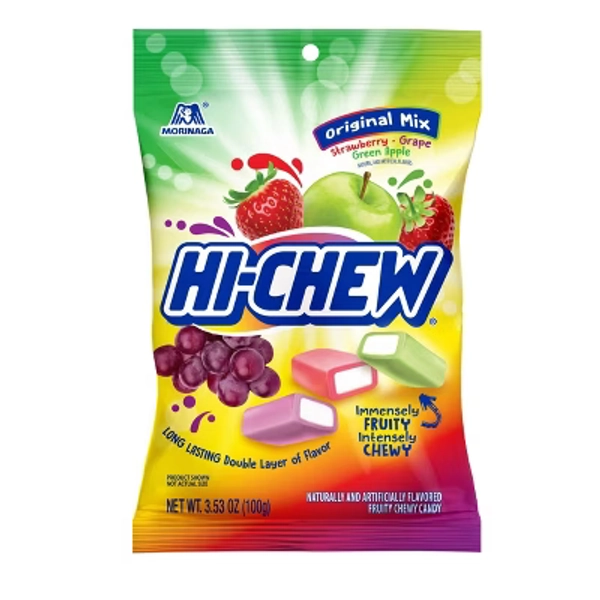 Morinaga Hi-Chew Original Mix Strawberry Grape Green Apple Fruit Chews Candy - 3.53oz