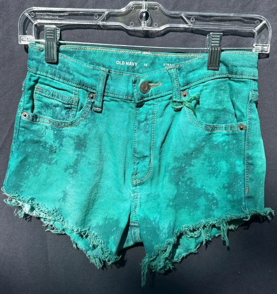 Bright Teal Splash Old Navy Hand-Dyed Denim Shorts -Sz 12