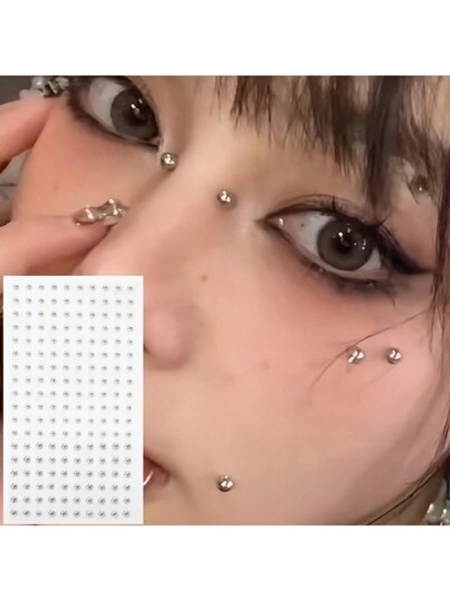 [180pcs Waterproof Piercing Kit] 180pcs Waterproof Fake Piercing Kit - Self-Adhesive Lip, Eyebrow, Nose Rings & Belly Jewelry