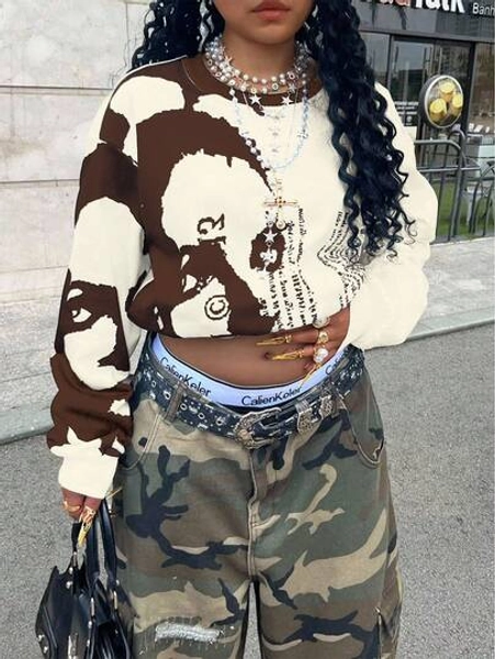 Rovax Oversized Crew Neck Drop Shoulder Long Sleeve Sweatshirt