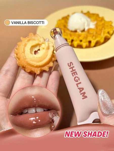 SHEGLAM Crystal Glaze Moisturizing Lip Care-Vanilla Biscotti Brand Beauty Makeup Cosmetic For Women Girls Perfect For Fall Winter Ideal For Y2K Fancy Fashion Suitable For Birthday Present Halloween Party Ready Best Color