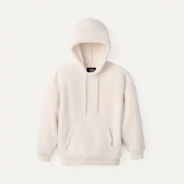 UGG® Women's Loyra Sherpa Hoodie Fleece in Ink Black, Size S