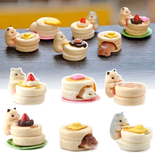 6Pcs Multicolor Mini Eatting Dessert Hamster Figurines DIY Home Decoration Macaron Hamster Fairy Garden Micro Landscape - AliExpress 15