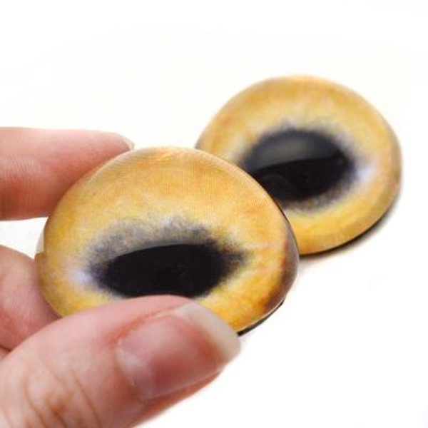 High Dome Tan Wolf Half Sphere Glass Eyes | Rounded Beige Animal Art Doll hemisphere Taxidermy Reborn Jewelry DIY Sculpture Craft Cabochons
