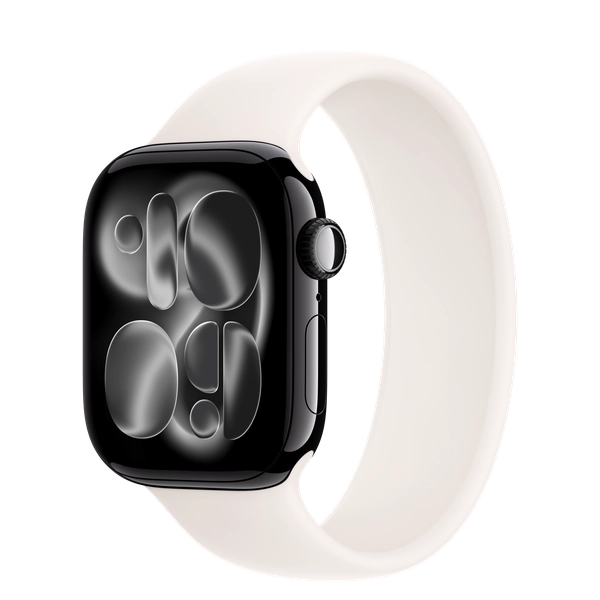 Apple Watch Series 11 GPS, 42mm Jet Black Aluminum Case with Light Blush Solo Loop - Size 6
