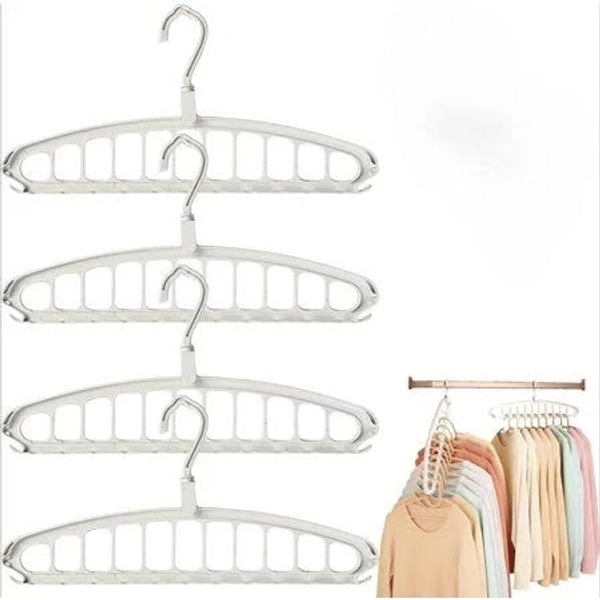 4 PCS 2026 New Multifunctional Foldable Clothes Hanger with 11-Hole - Upgrade Space Saving Hanger with 360 Rotation Hooks, Closet Organizer for Shirts