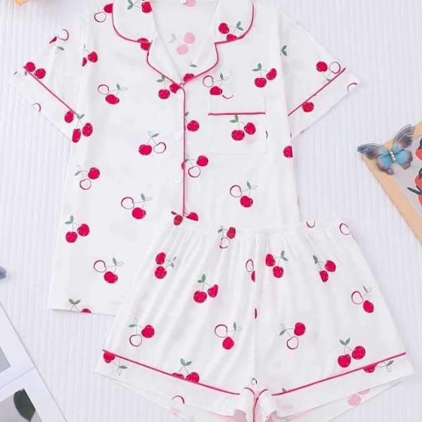 Cherry pajamas Two Piece Women's Pajama Set