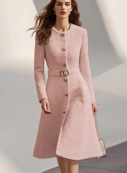 Berylove Women's A-Line Tweed Business Casual Dress with Belt