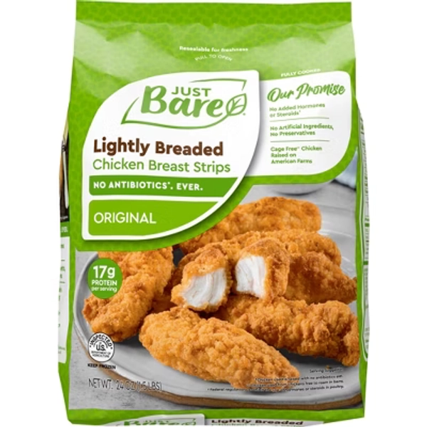 Just Bare Lightly Breaded Chicken Breast Strips - Frozen - 24oz