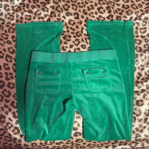 green velour low rise juicy couture flare track...