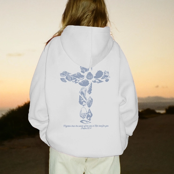 Women'S Casual Polyester Hoodie with Christian Graphic Print, Cartoon Pattern, Drawstring Hood, Knit Fabric, 220gsm, Fall/Winter Clothing