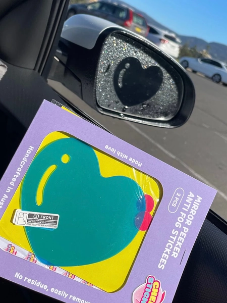 Kawaii Heart Mirror Sticker: Car Peeker Decal (2pcs)
