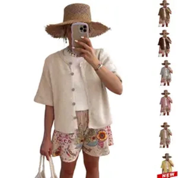 Tanming Women's Lightweight Cardigan Short Sleeve Button-Down Summer Cardigan Sweater FallFreshness