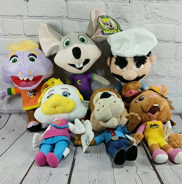 NEW 11" Chuck E Cheese Collectible 6 Plush Prize Set - Full Band Complete NWT